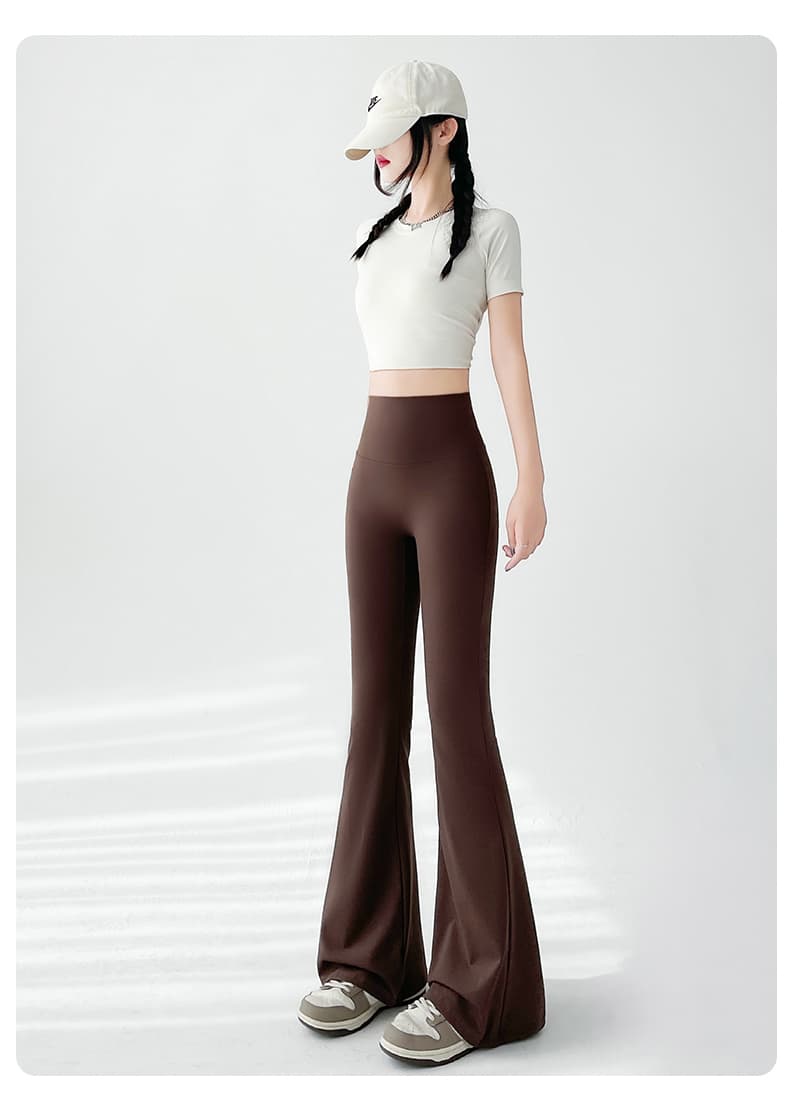 フレアパンツ 美脚演出ベルボトムレギンス