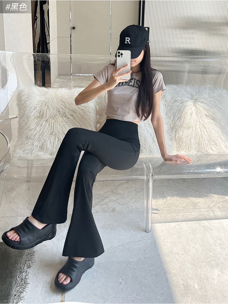 フレアパンツ 美脚引き立てフレアレギンス