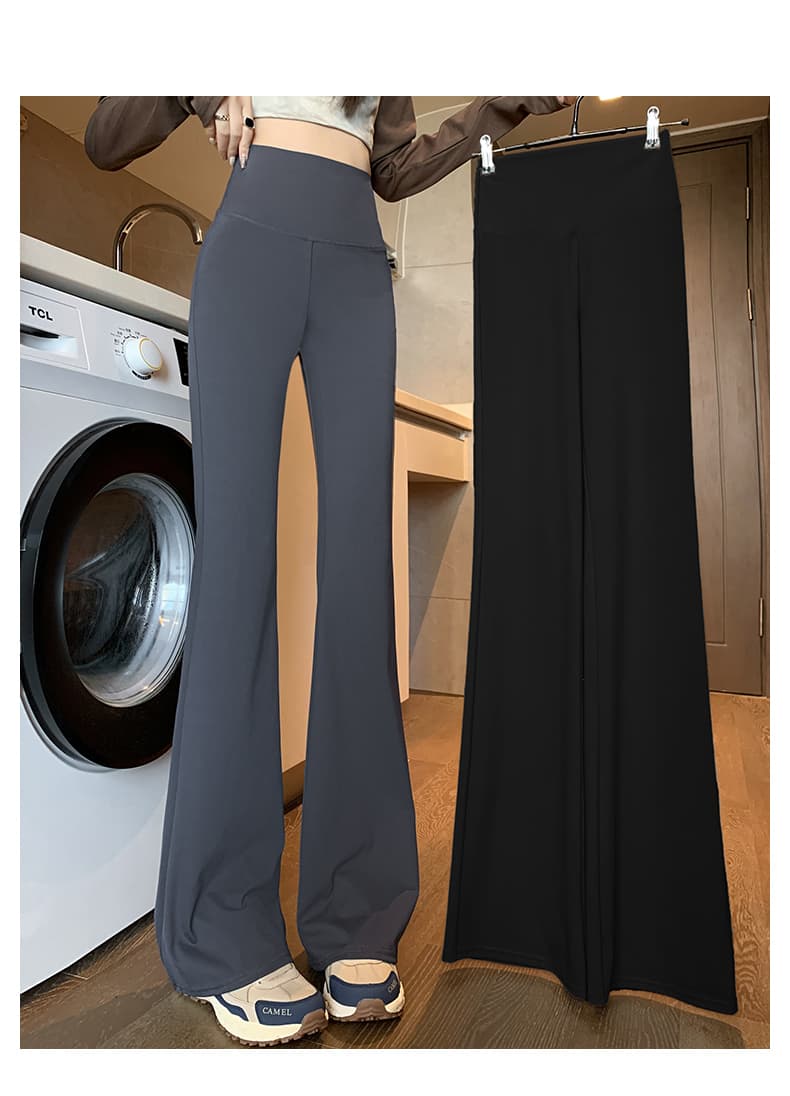 フレアパンツ 裏起毛フレア美脚レギンス