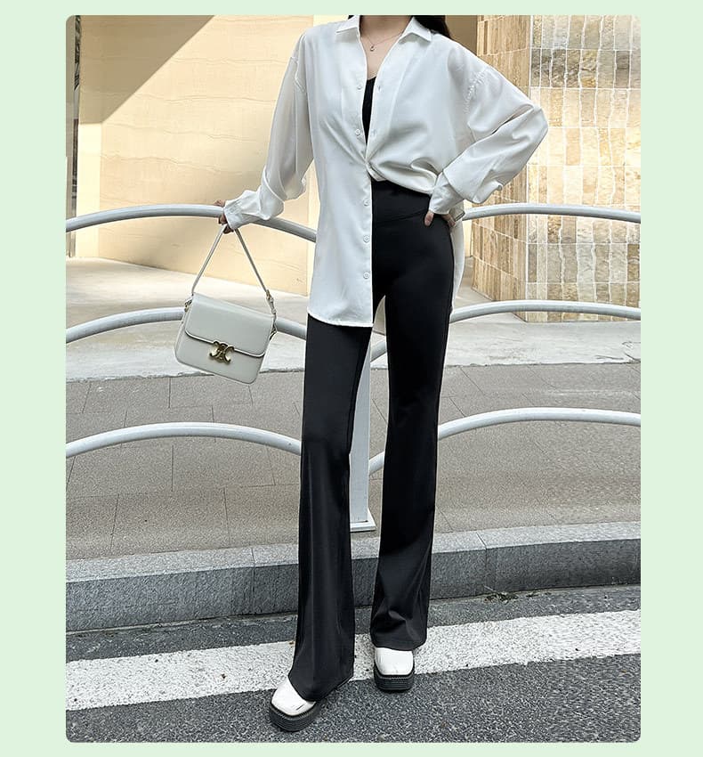 フレアパンツ 優雅なシルエット フレアスラックス