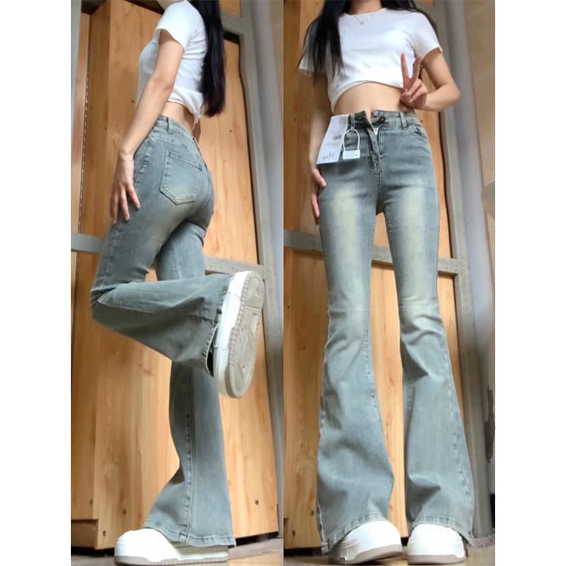 フレアパンツ すっきり美脚フレアデニム