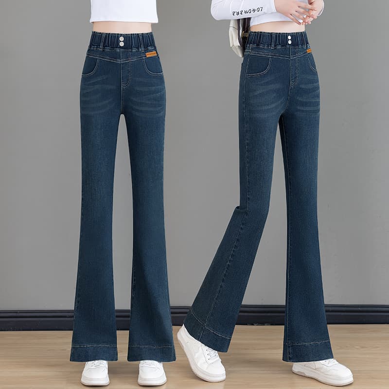 フレアパンツ 高腰ゆったりフレアデニム