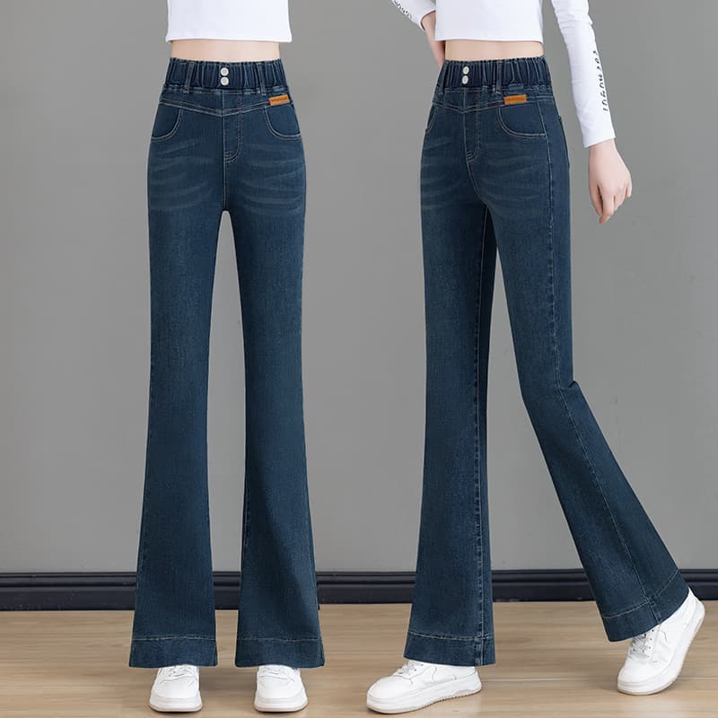 フレアパンツ 高腰ゆったりフレアデニム