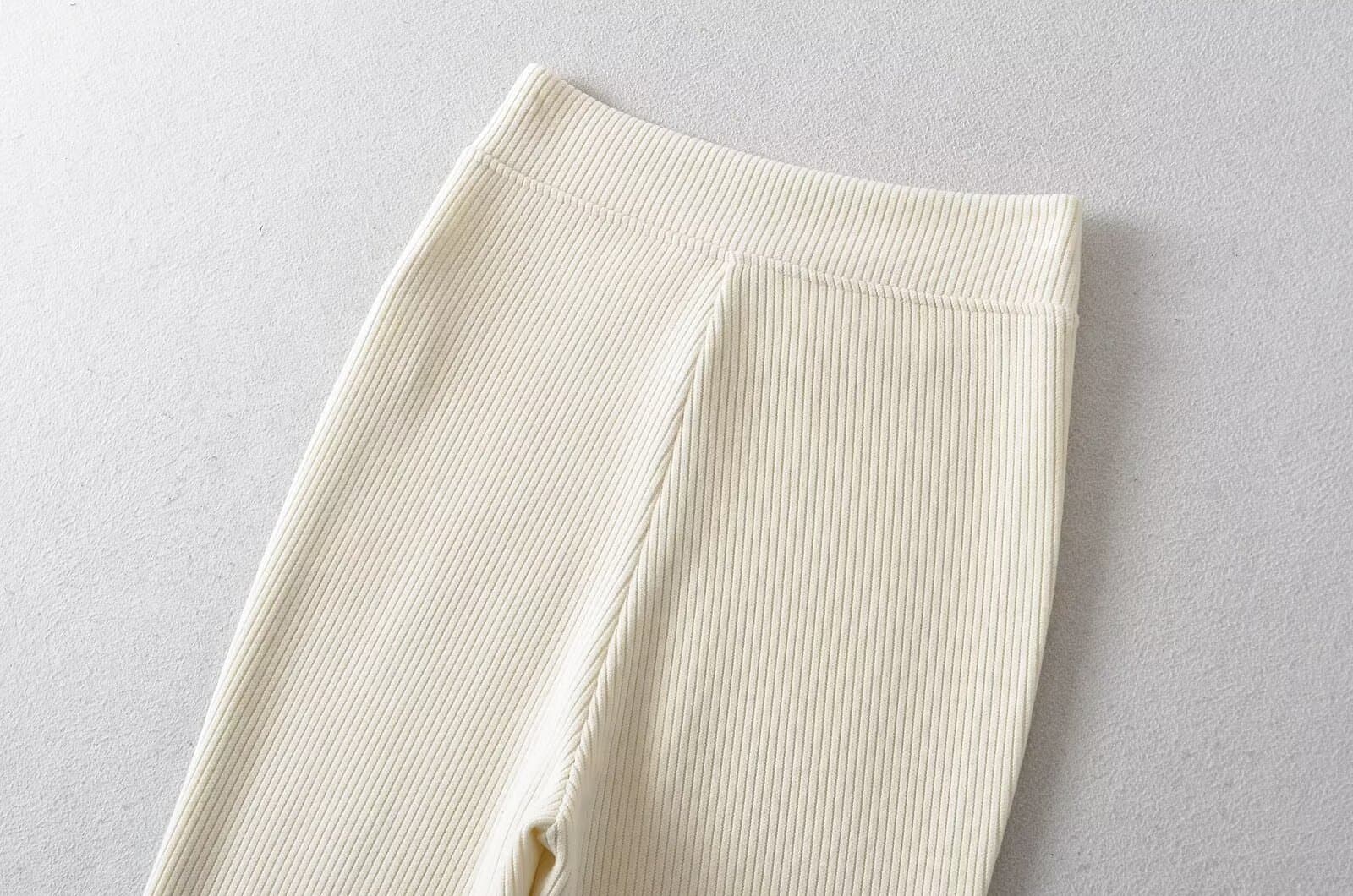 フレアパンツ リブニットフレアパンツ