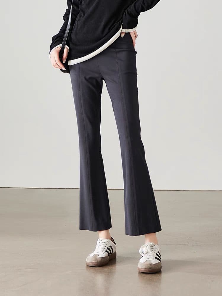 フレアパンツ 伸縮自在フレアスラックス