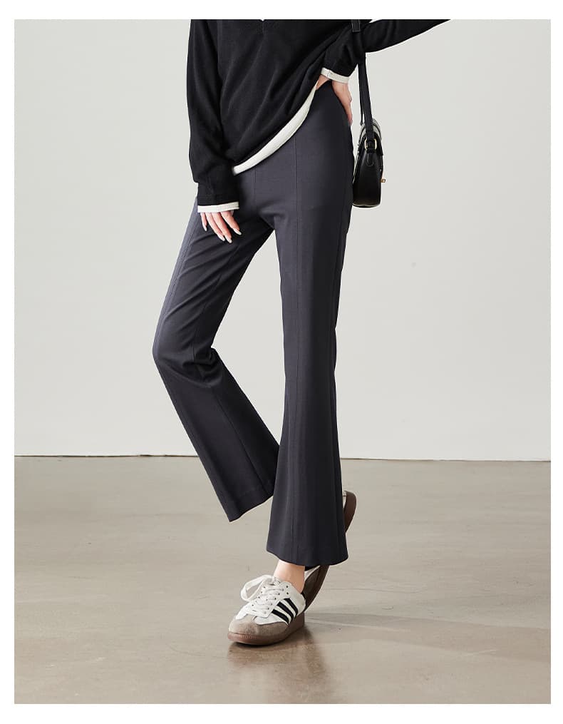 フレアパンツ 伸縮自在フレアスラックス