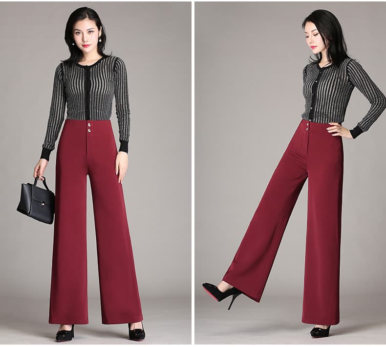 フレアパンツ 二重釦ハイウエストフレアパンツ