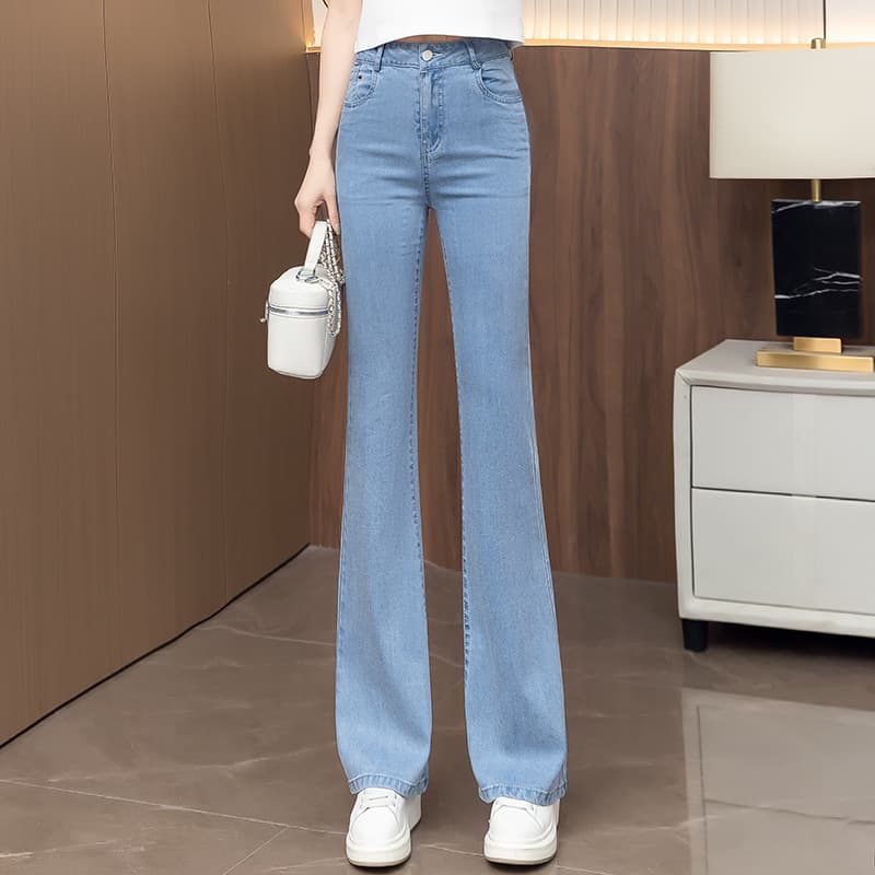 フレアパンツ 美脚効果ハイウエストフレアデニム