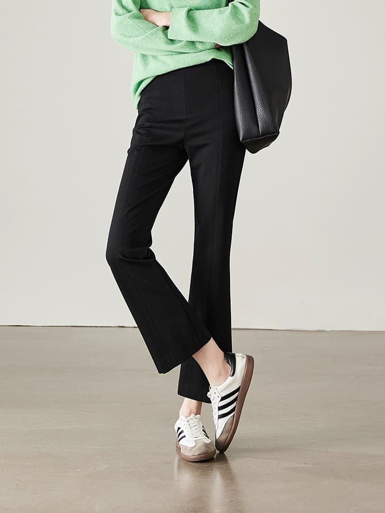 フレアパンツ 伸縮自在フレアスラックス