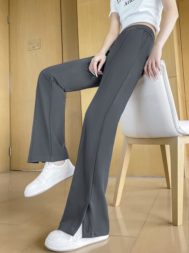 フレアパンツ なめらか美脚フレアスラックス