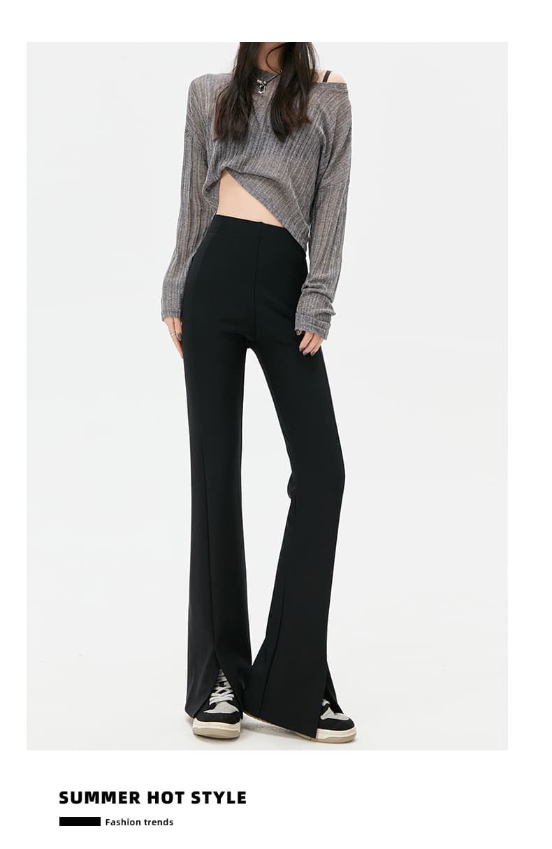 フレアパンツ 高級感漂うフレアシルエットスラックス