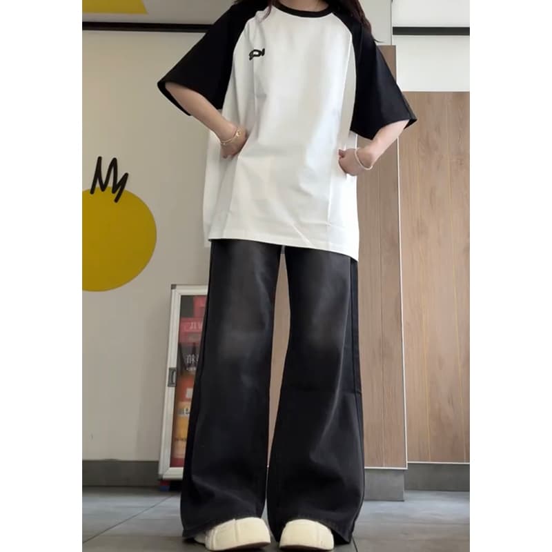 フレアパンツ ゆったりロングフレアデニム