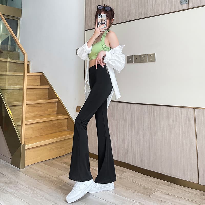 フレアパンツ すらりと美脚フレアスラックス