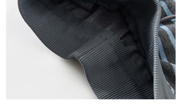 フレアパンツ ゆったり美脚ボーダーリブフレアパンツ