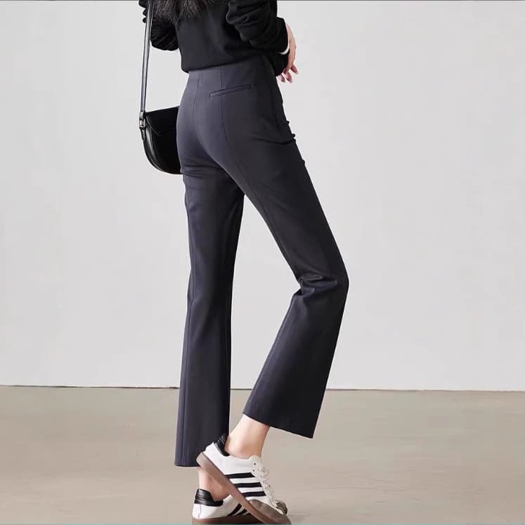 フレアパンツ 伸縮自在フレアスラックス