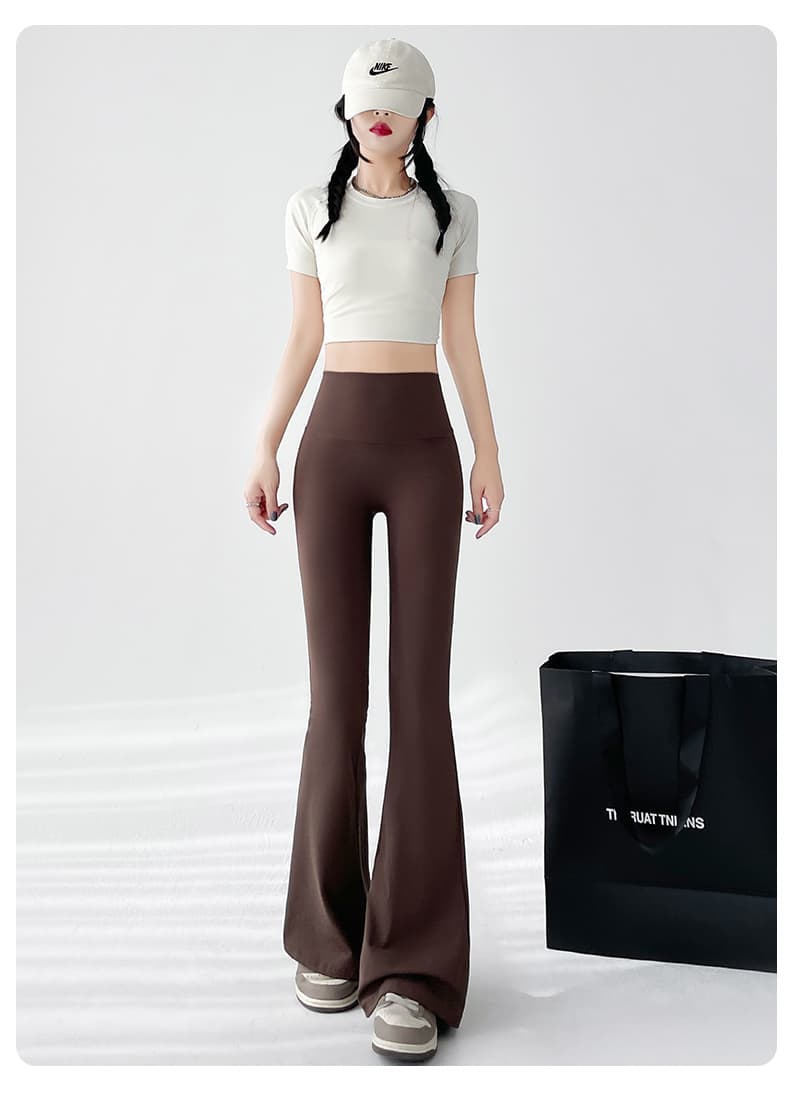 フレアパンツ 美脚演出ベルボトムレギンス