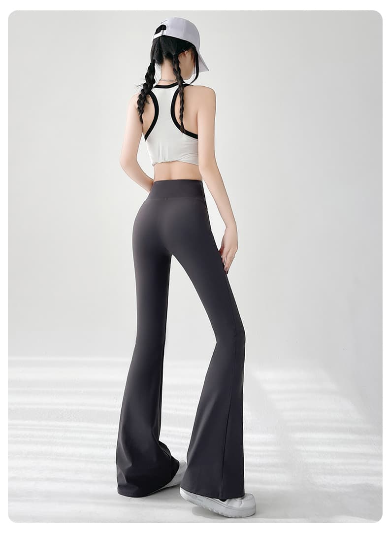 フレアパンツ 美脚演出ベルボトムレギンス
