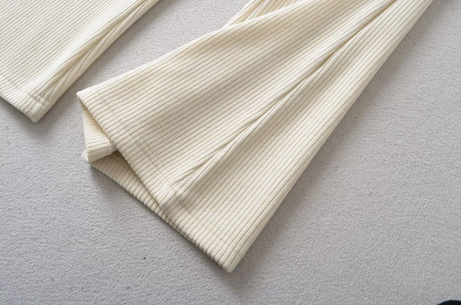 フレアパンツ リブニットフレアパンツ