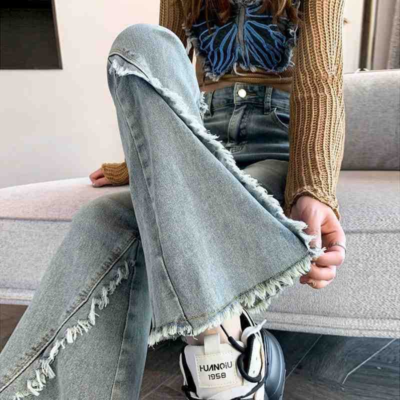 フレアパンツ 切り替えデザインハイウエストフレアデニムパンツ