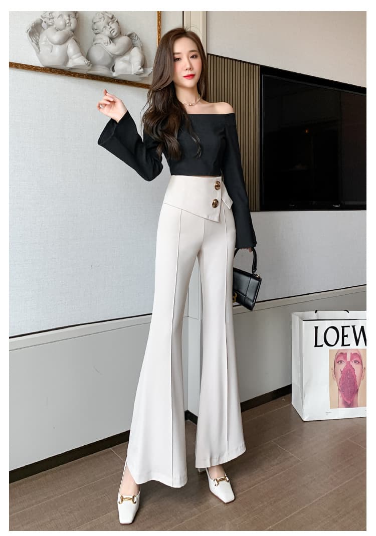 フレアパンツ 美麗シルエット フレアスラックス