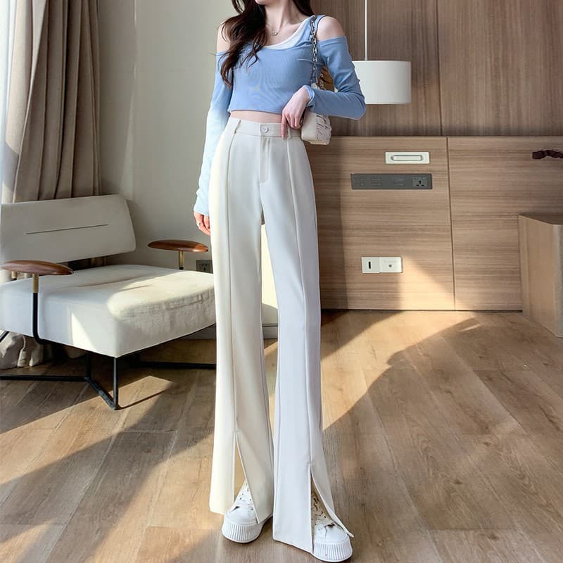 フレアパンツ すっきり美脚フレアパンツ