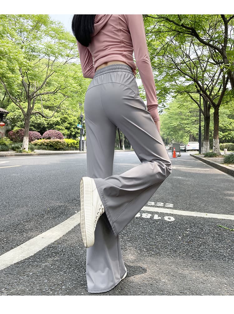 フレアパンツ 高腰裾広がりスウェットパンツ