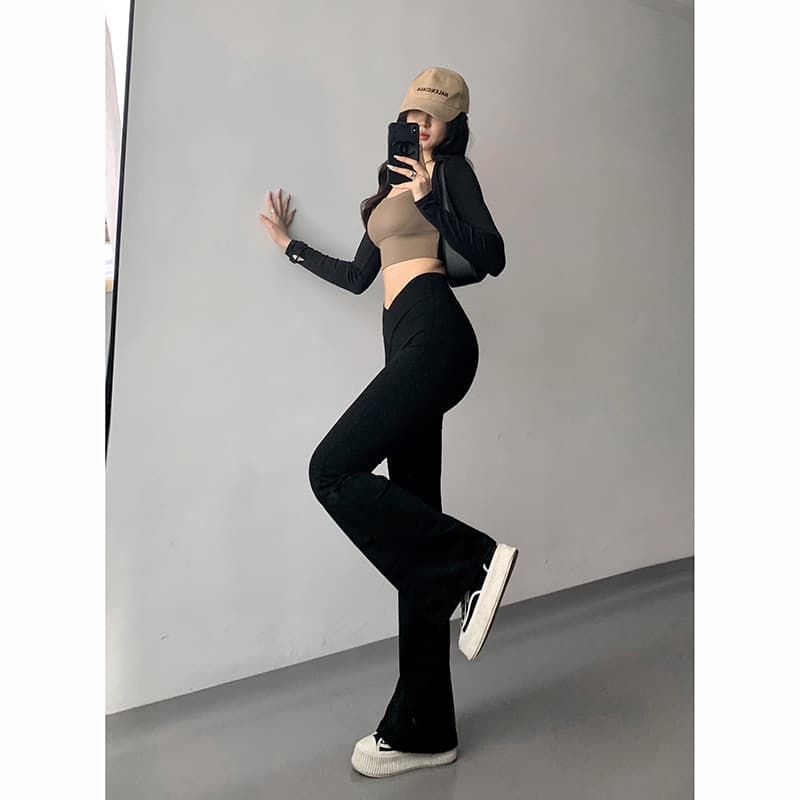 フレアパンツ 美脚シルエットフレアレギンス