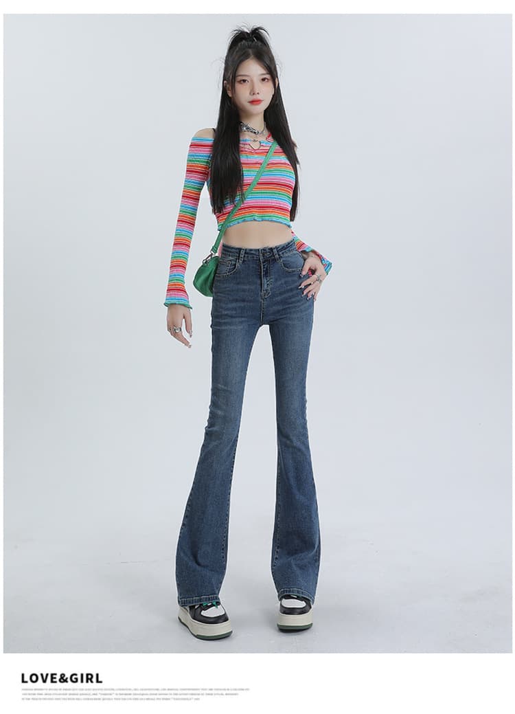 フレアパンツ 優美シルエットデニムフレア