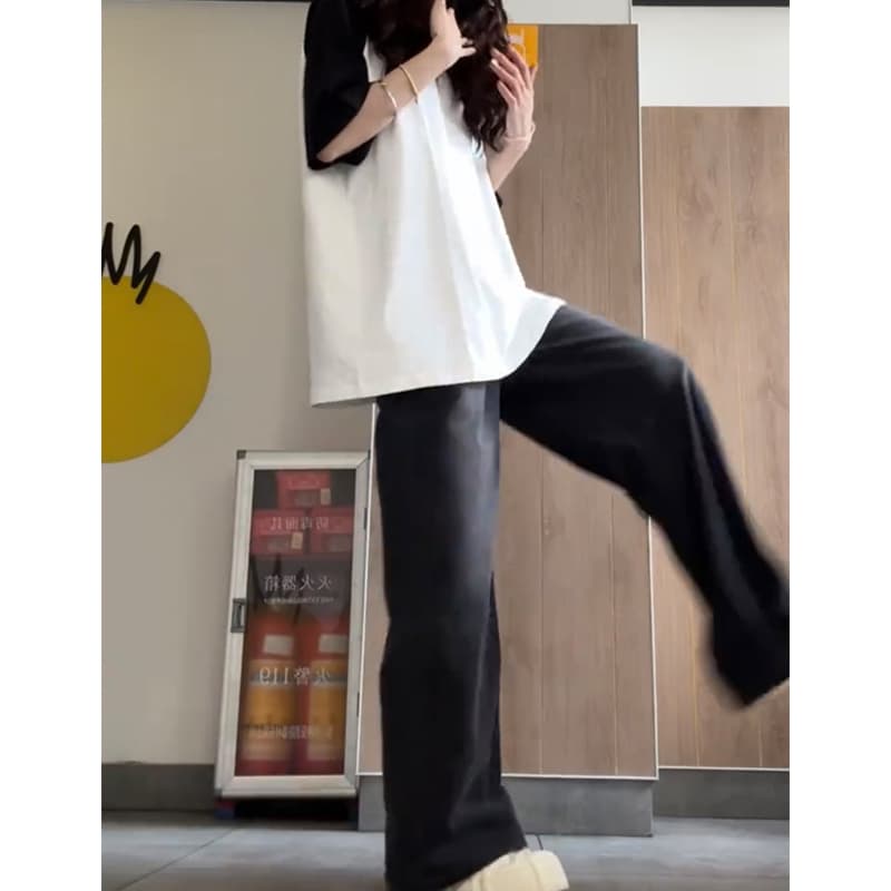 フレアパンツ ゆったりロングフレアデニム