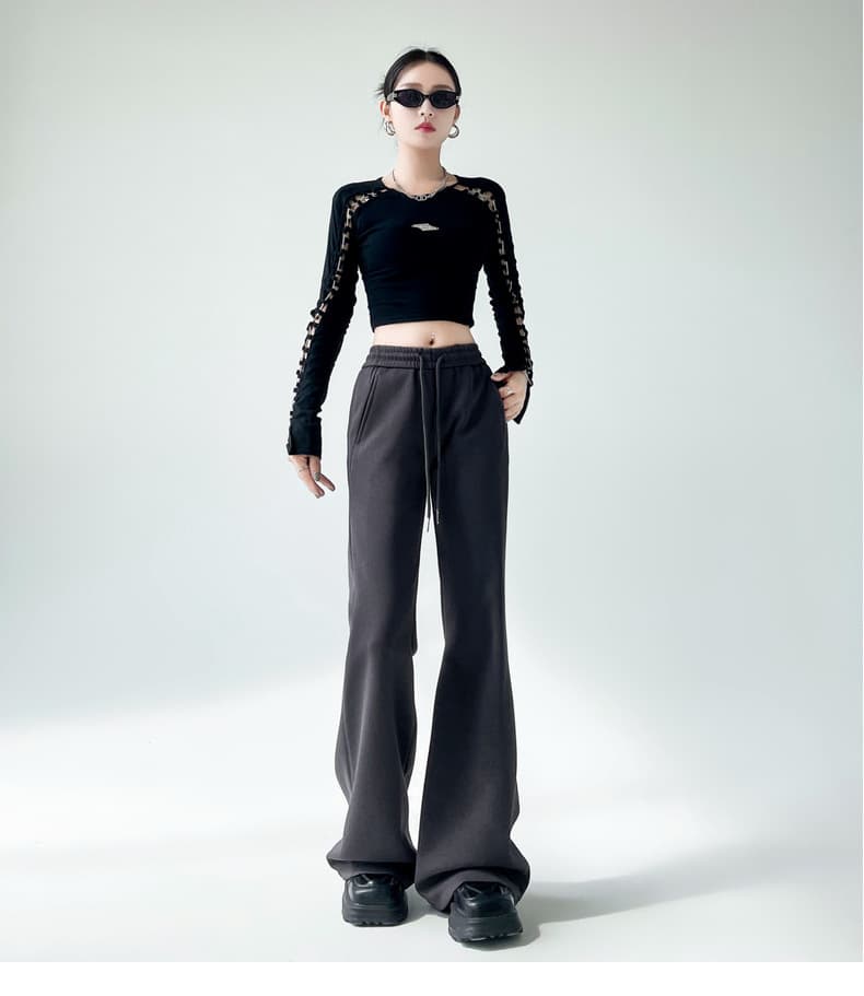 フレアパンツ すらりと美脚フレアスウェットパンツ