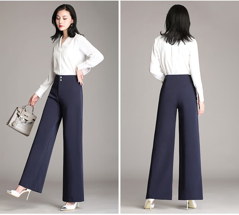 フレアパンツ 二重釦ハイウエストフレアパンツ