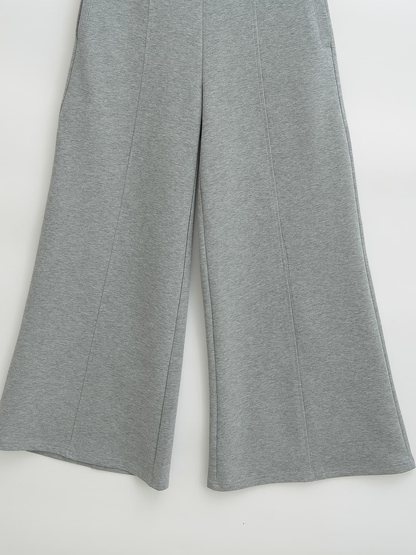 フレアパンツ ゆったりリブウエストフレアパンツ
