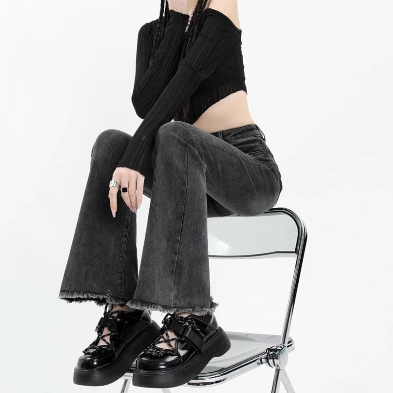 フレアパンツ 美脚演出ヴィンテージフレアデニム