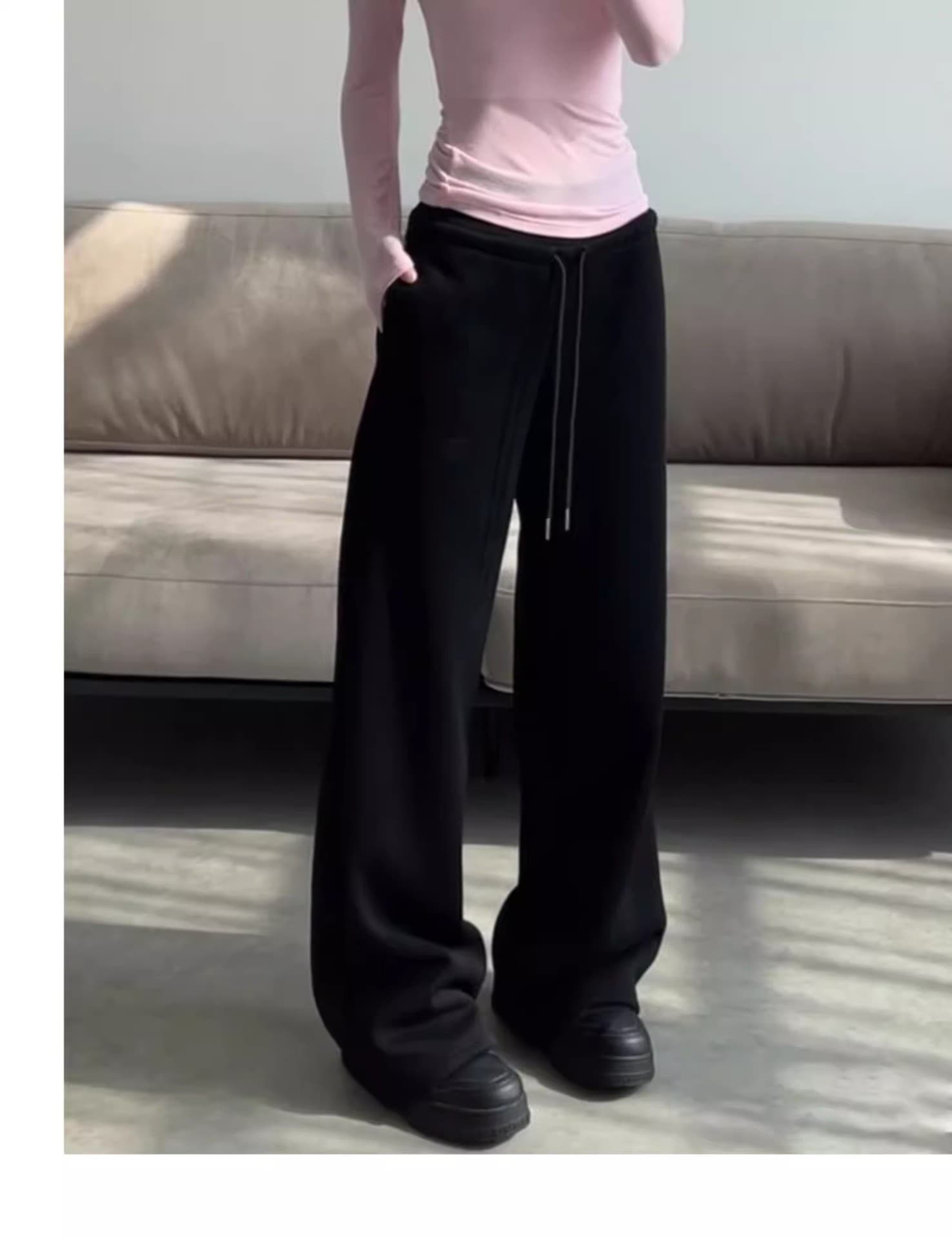 フレアパンツ ゆったり裾広がりあったかパンツ