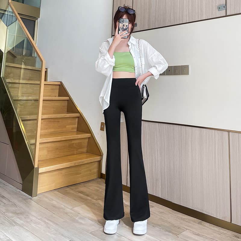 フレアパンツ すらりと美脚フレアスラックス