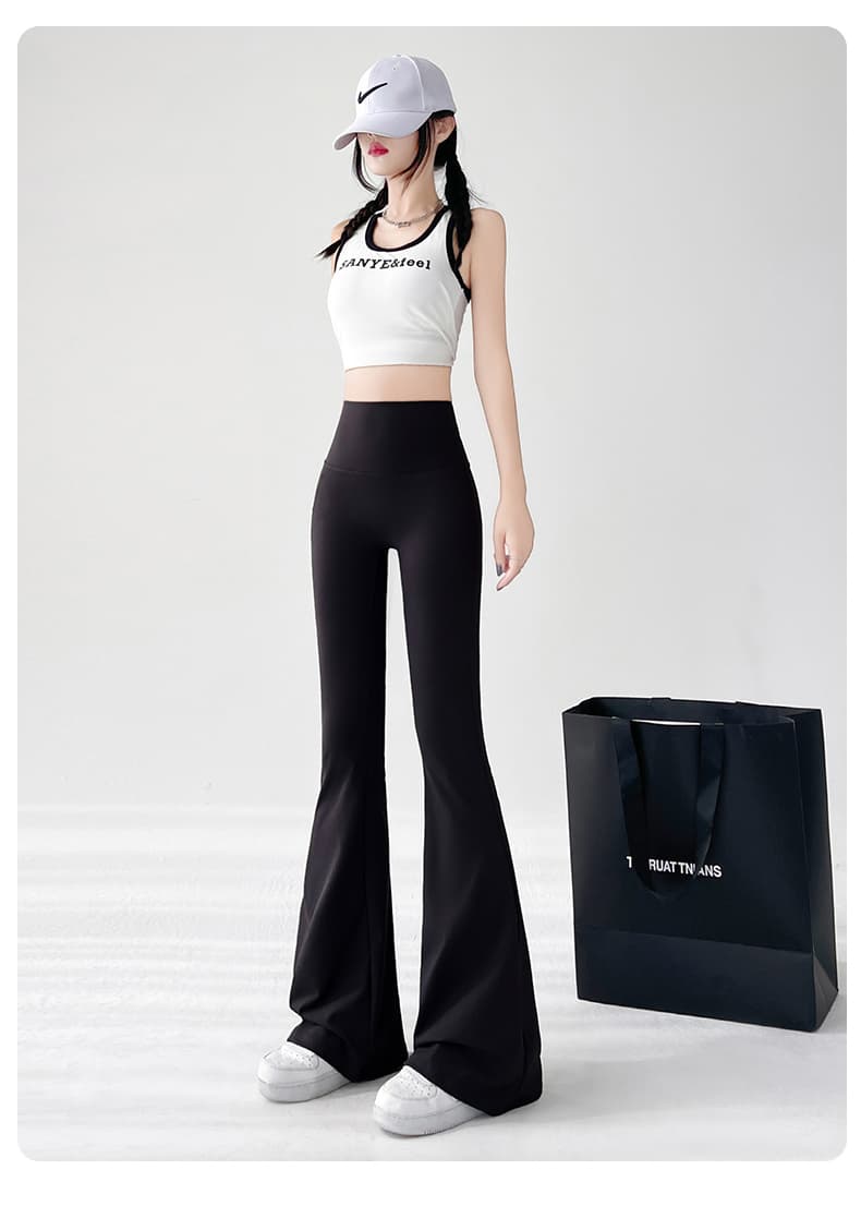 フレアパンツ 美脚演出ベルボトムレギンス