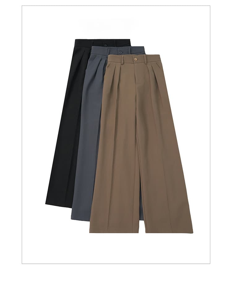 フレアパンツ 上品な裾広がりタック入りワイドスラックス