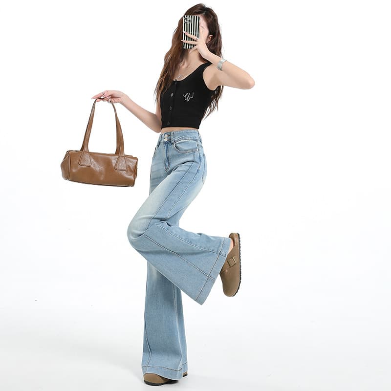 フレアパンツ 美脚効果抜群フレアデニム