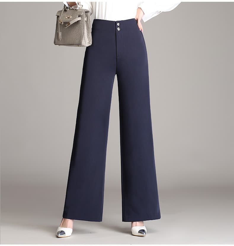 フレアパンツ 二重釦ハイウエストフレアパンツ