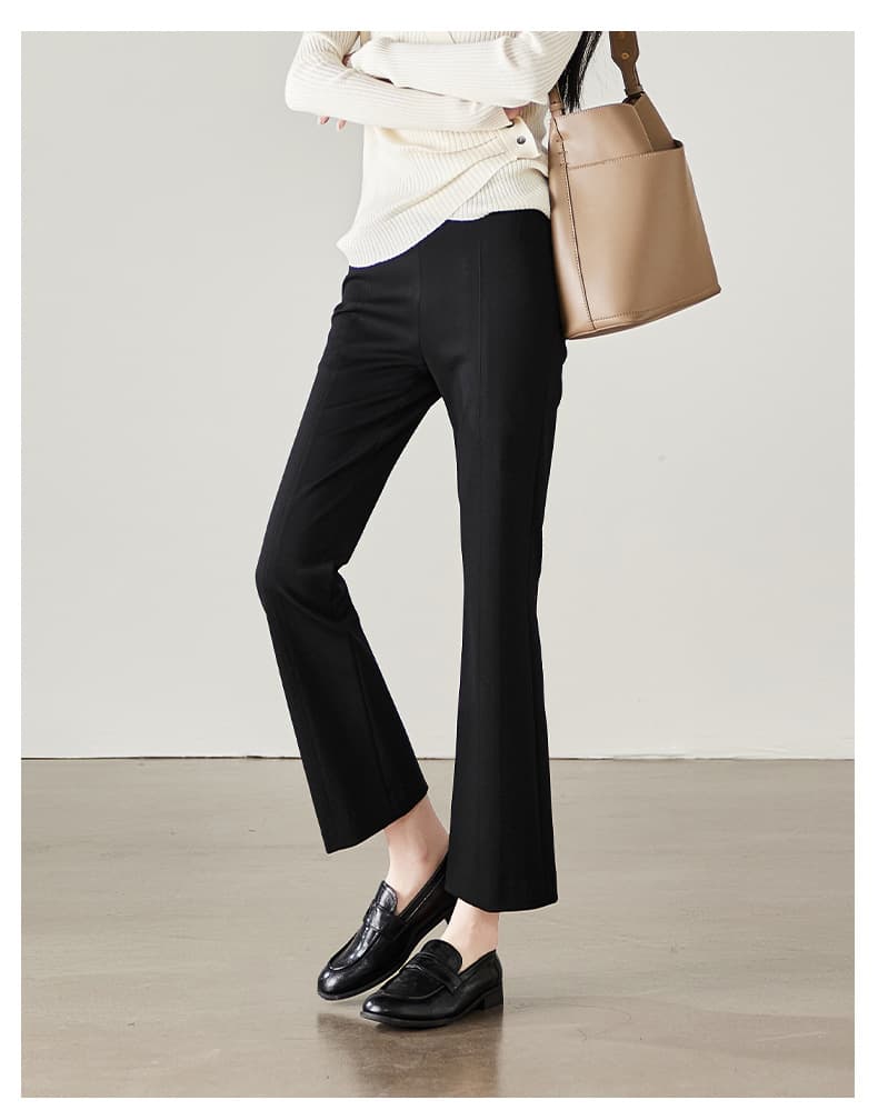 フレアパンツ 伸縮自在フレアスラックス