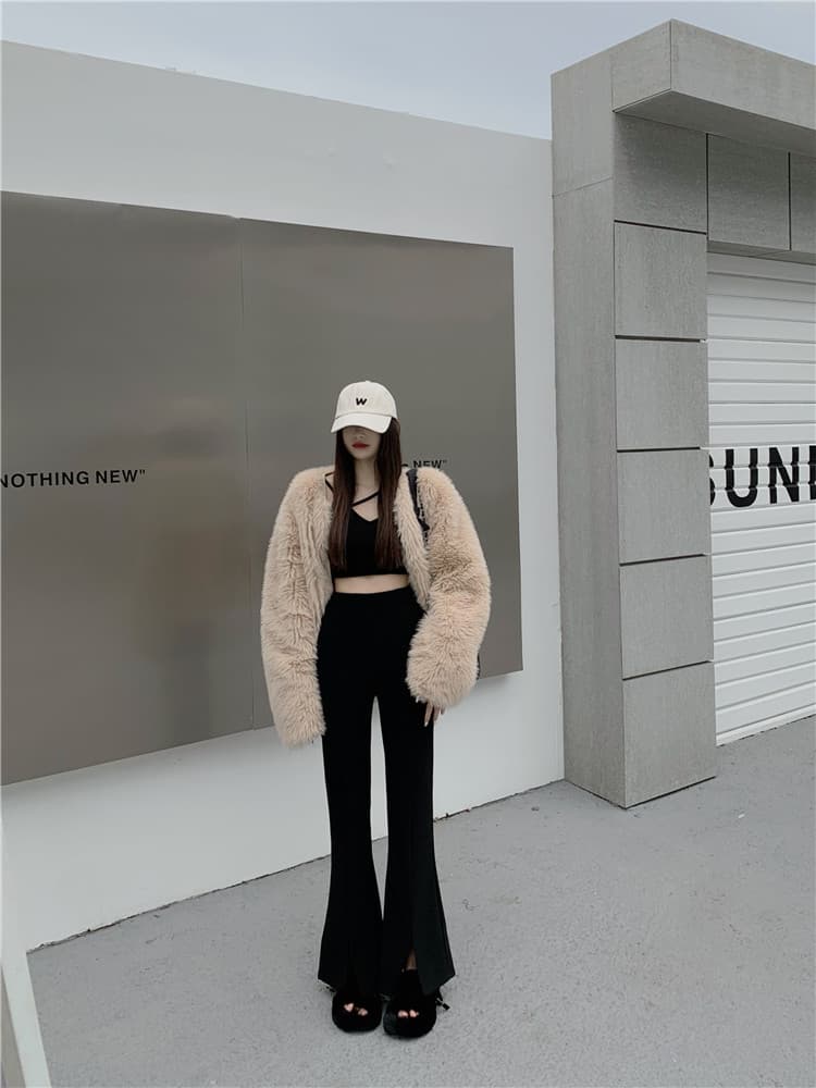 着痩せ効果抜群 秋冬 裾広がりスラックス フレアパンツ