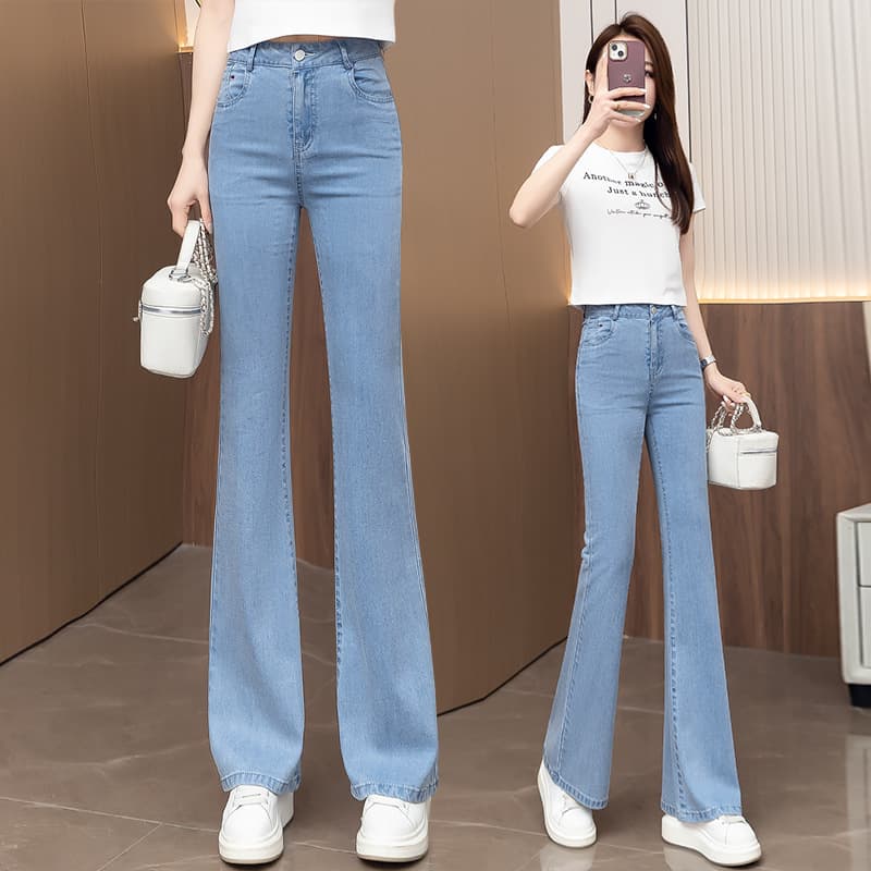 フレアパンツ 美脚効果ハイウエストフレアデニム