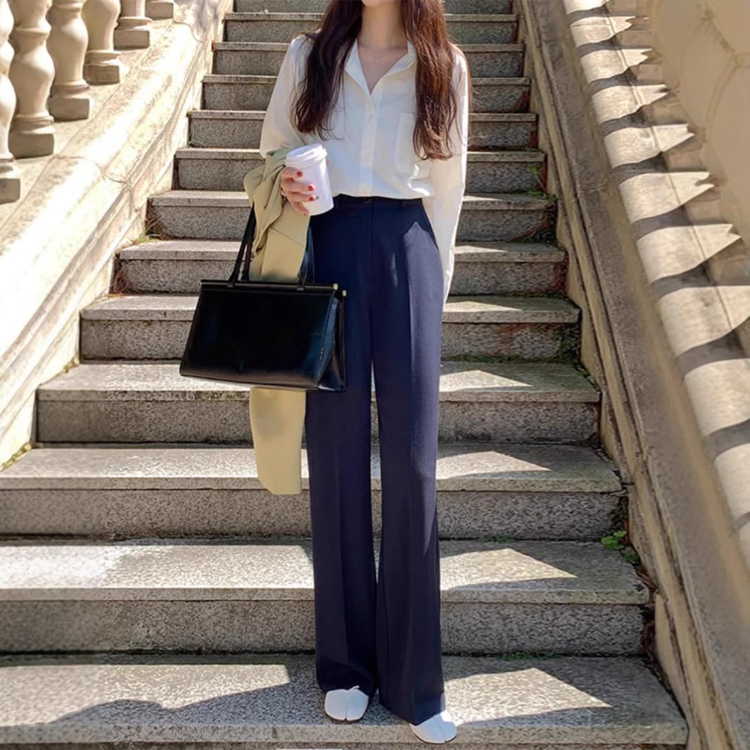 フレアパンツ 洗練フレアスラックス