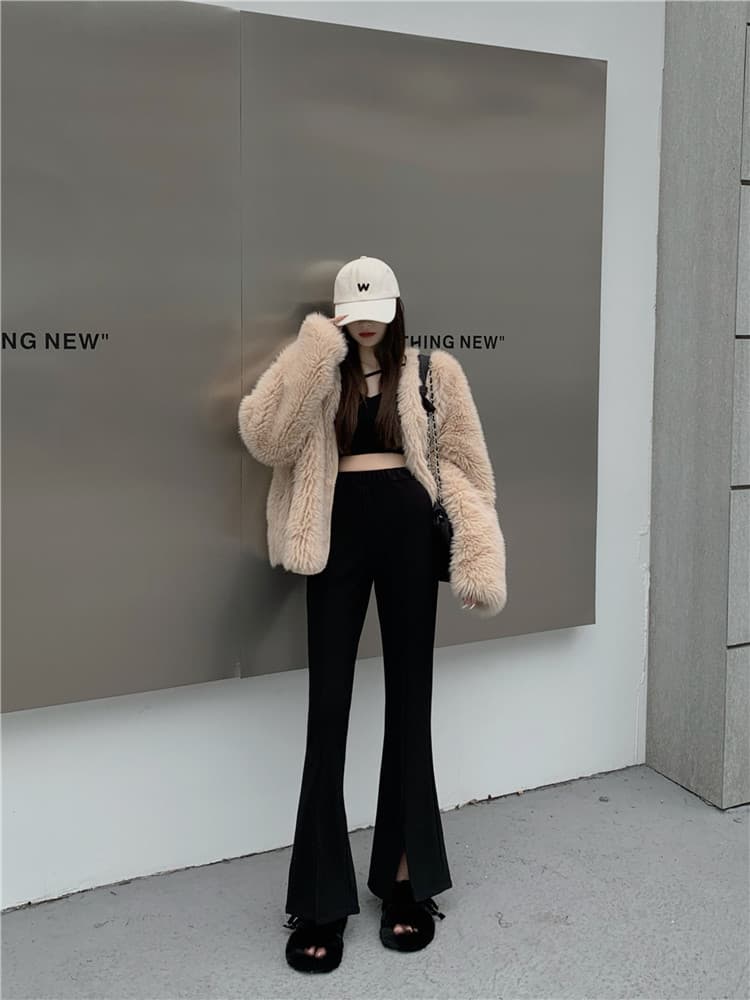 着痩せ効果抜群 秋冬 裾広がりスラックス フレアパンツ