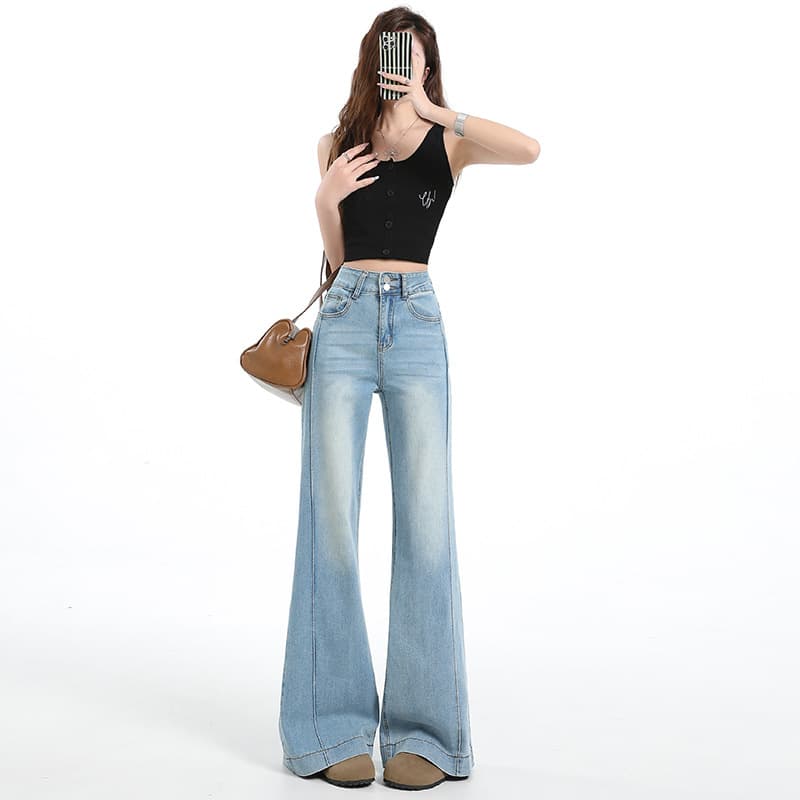 フレアパンツ 美脚効果抜群フレアデニム