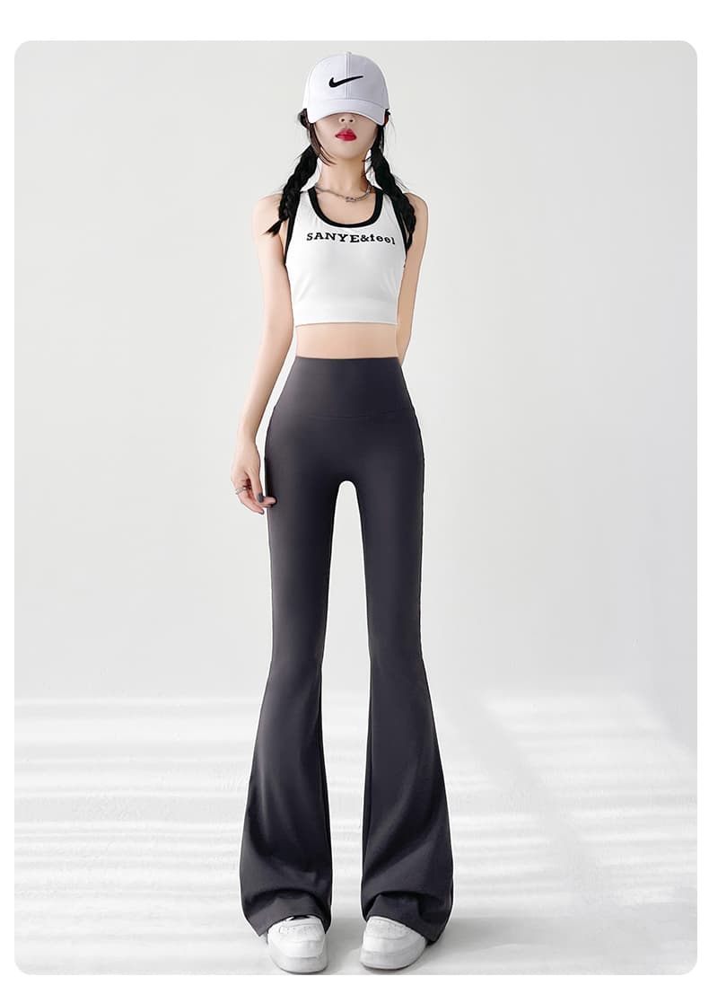 フレアパンツ 美脚演出ベルボトムレギンス