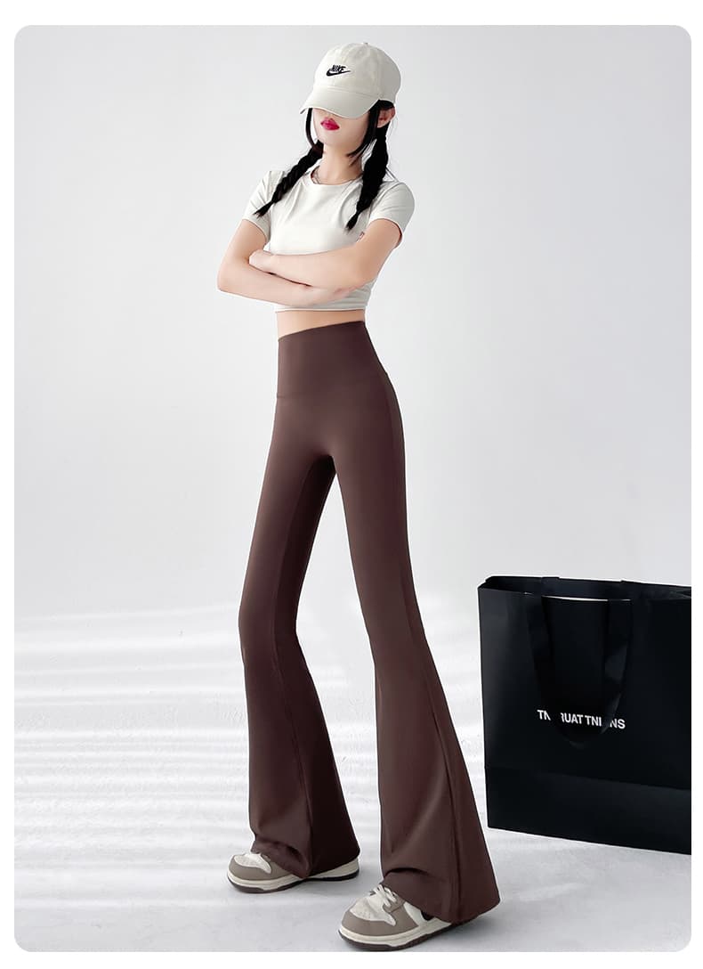 フレアパンツ 美脚演出ベルボトムレギンス