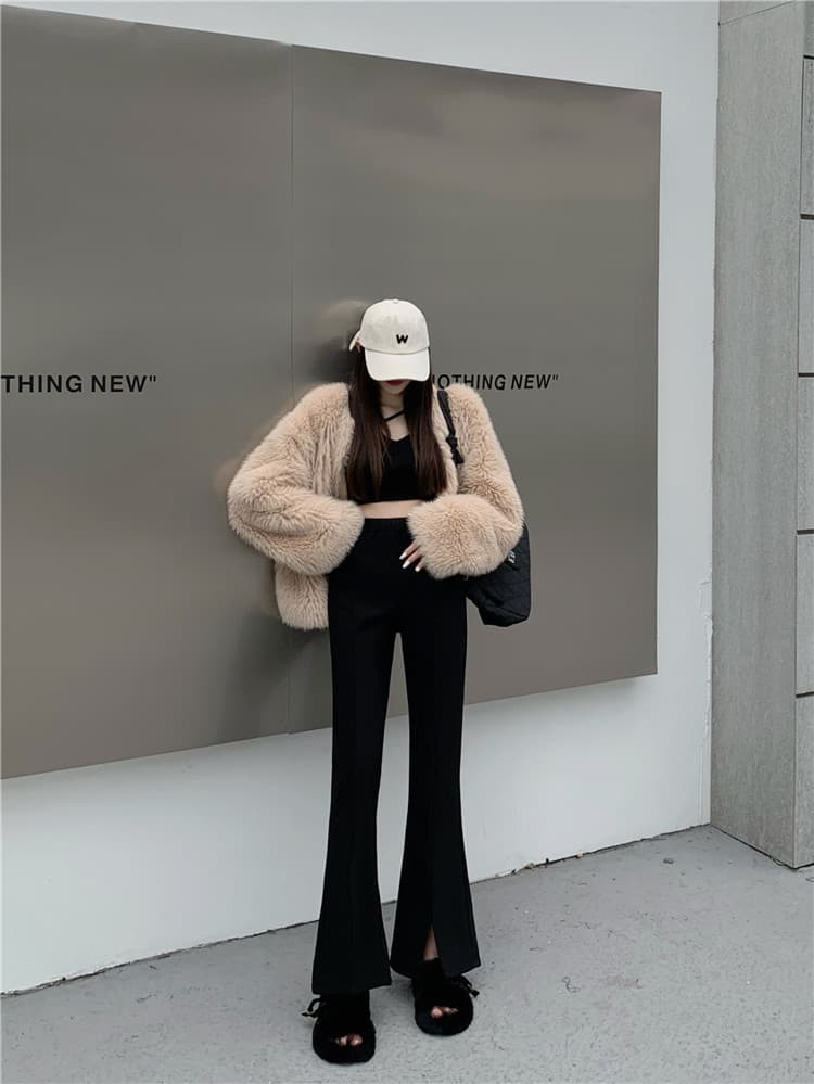 着痩せ効果抜群 秋冬 裾広がりスラックス フレアパンツ