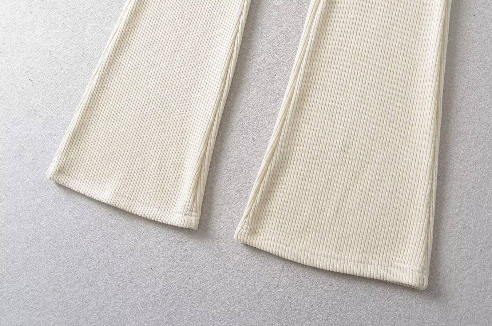 フレアパンツ リブニットフレアパンツ