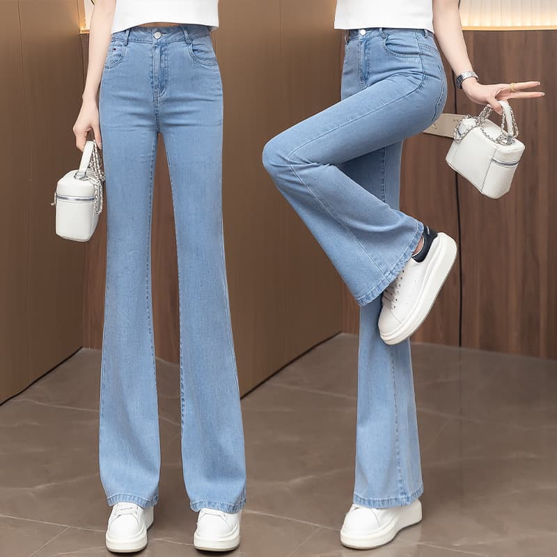 フレアパンツ 美脚効果ハイウエストフレアデニム